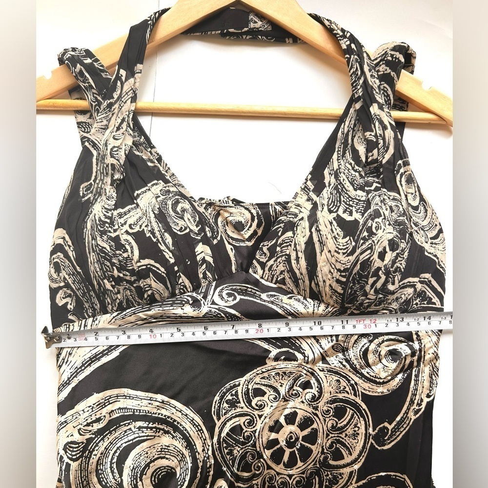 Adrianna Papell  silk  dress occasion black beige pattern print floral gown - Picture 7 of 13
